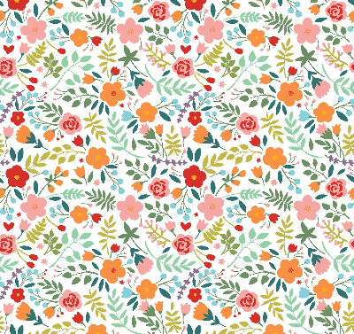 Fabric roller blind Painted flowers