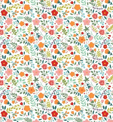 Fabric roller blind painted flowers design