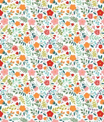 Fabric roller blind Painted flowers