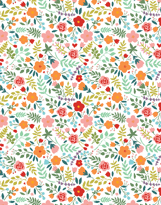 Fabric roller blind Painted flowers