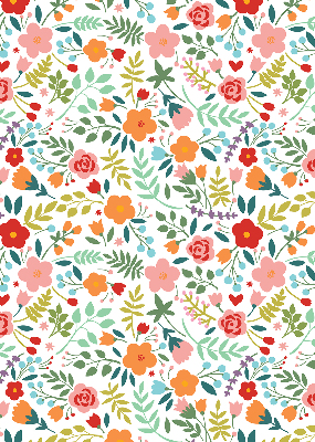 Fabric roller blind Painted flowers
