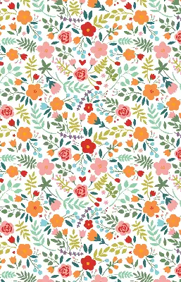 Fabric roller blind painted flowers design
