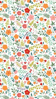 Fabric roller blind painted flowers design
