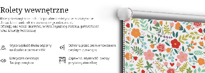 Fabric roller blind painted flowers design