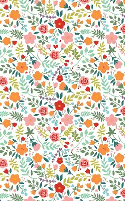 Fabric roller blind painted flowers design