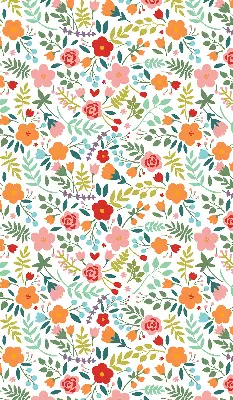 Fabric roller blind painted flowers design