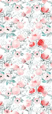 Modern roller blind pink poppy pattern
