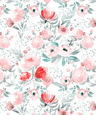 Modern roller blind pink poppy pattern