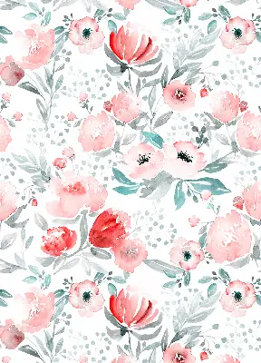 Modern roller blind pink poppy pattern