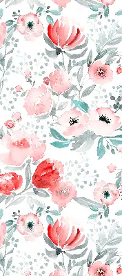 Modern roller blind pink poppy pattern