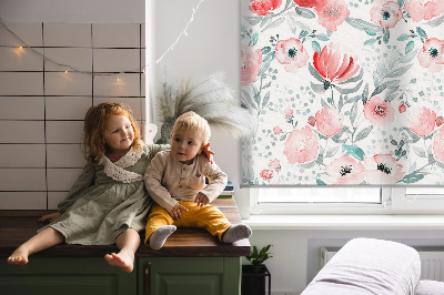 Modern roller blind Pink poppy