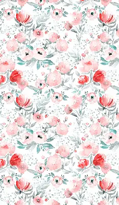Modern roller blind pink poppy pattern