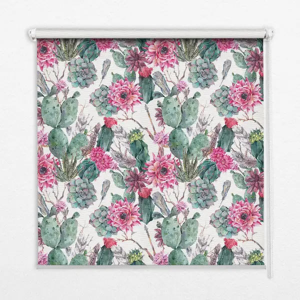 Roller blind modern cactus flower design