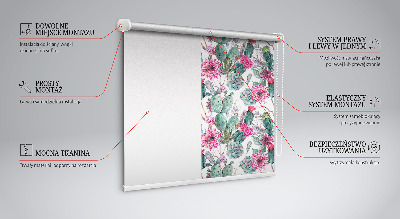Modern roller blind Cactus flower
