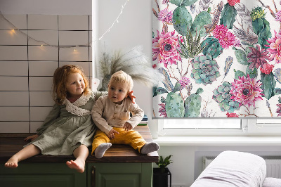 Modern roller blind Cactus flower