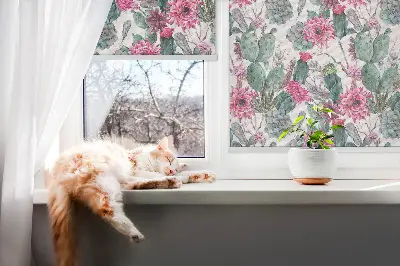 Roller blind modern cactus flower design