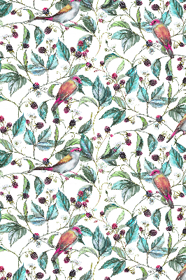 Roller blind for large window Blue leaves and colorful birds