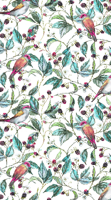 Roller blind for large window Blue leaves and colorful birds