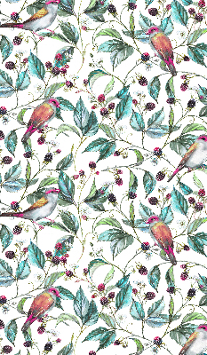 Roller blind for large window Blue leaves and colorful birds