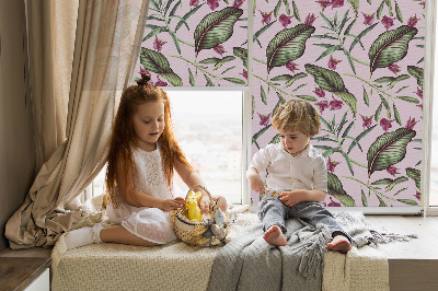 Fabric roller blind Tropical leaves