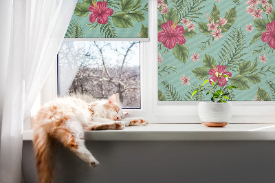 Roller blind for large window Exotic plants