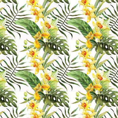 Fabric roller blind yellow flower pattern