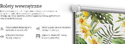 Fabric roller blind yellow flower pattern