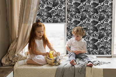 Modern roller blind Gray leaves