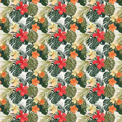 Roller blind for large window tropical flowers and leaves design