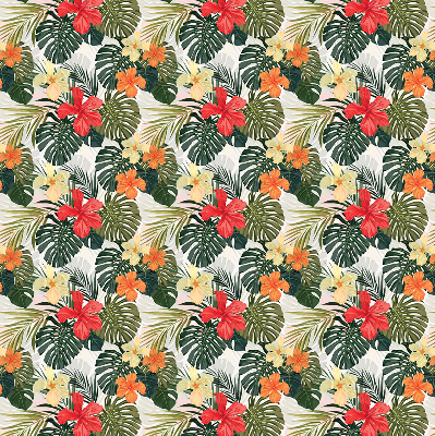 Roller blind for large window Tropical flowers and leaves