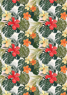 Roller blind for large window Tropical flowers and leaves
