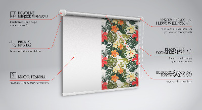 Roller blind for large window Tropical flowers and leaves