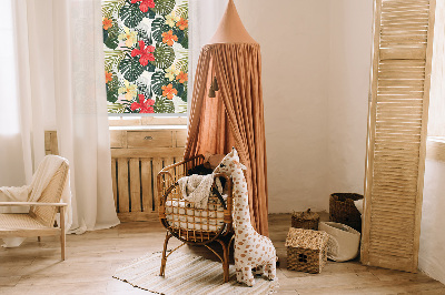 Roller blind for large window Tropical flowers and leaves
