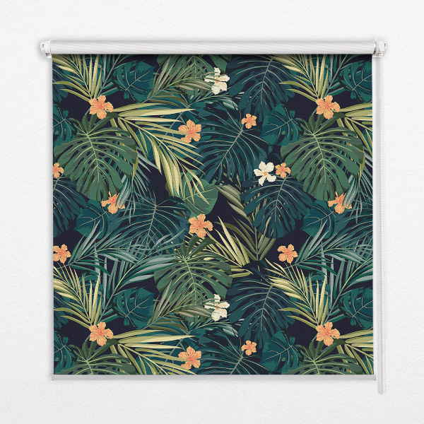 Fabric roller blind Tropical leaves and flowers