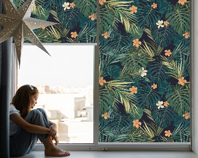 Fabric roller blind Tropical leaves and flowers