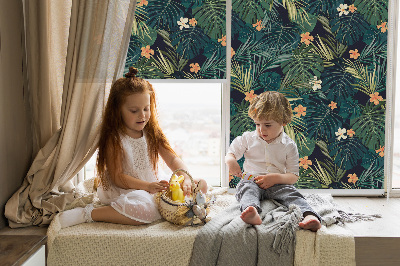 Fabric roller blind Tropical leaves and flowers