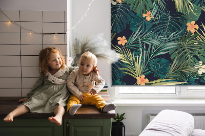 Fabric roller blind Tropical leaves and flowers