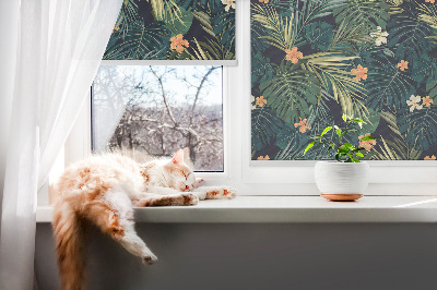 Fabric roller blind Tropical leaves and flowers