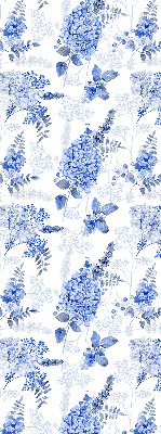 Modern roller blind with blue flowers print