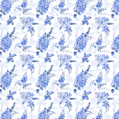 Modern roller blind Blue flowers