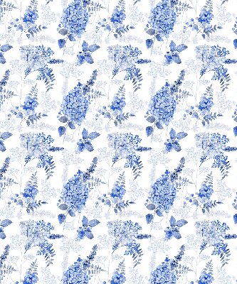 Modern roller blind Blue flowers