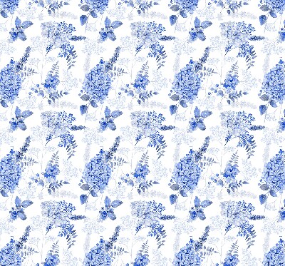Modern roller blind with blue flowers print
