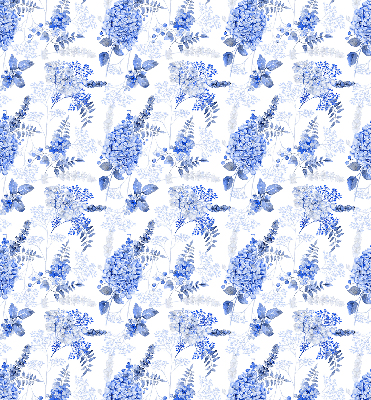 Modern roller blind Blue flowers