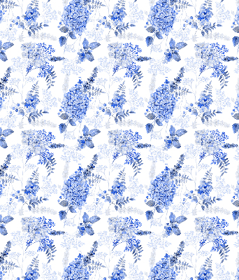 Modern roller blind Blue flowers