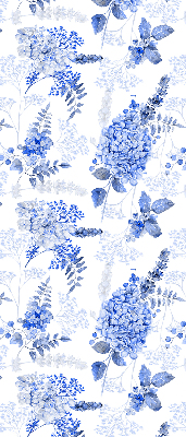 Modern roller blind Blue flowers