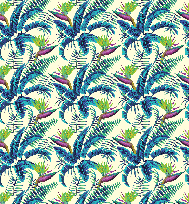 Fabric roller blind with tropical plants pattern