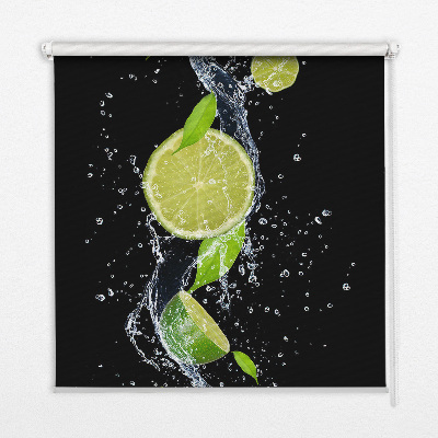 Fabric roller blind Lime falling in water