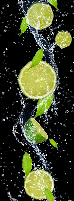 Fabric roller blind Lime falling in water