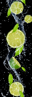 Fabric roller blind Lime falling in water