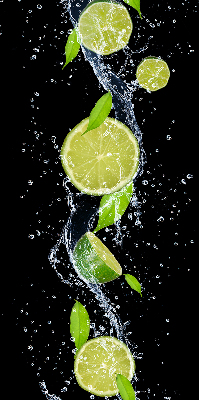 Fabric roller blind Lime falling in water